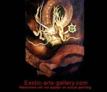 Original oil painting on canvas, hand painted by Feng Shui Master. Feng Shui Dragon Painting Dragon Feng Shui Painting 14